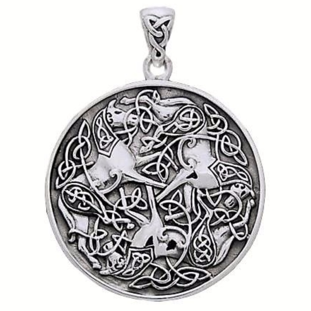 Large Epona 3 Horse Goddess Pendant solid .925 Sterling Silver Peter Stone